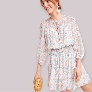 Anthropologie Shoshanna Bonne Ditsy Floral Silk
Chiffon Mini Dress Ivory Pink 4